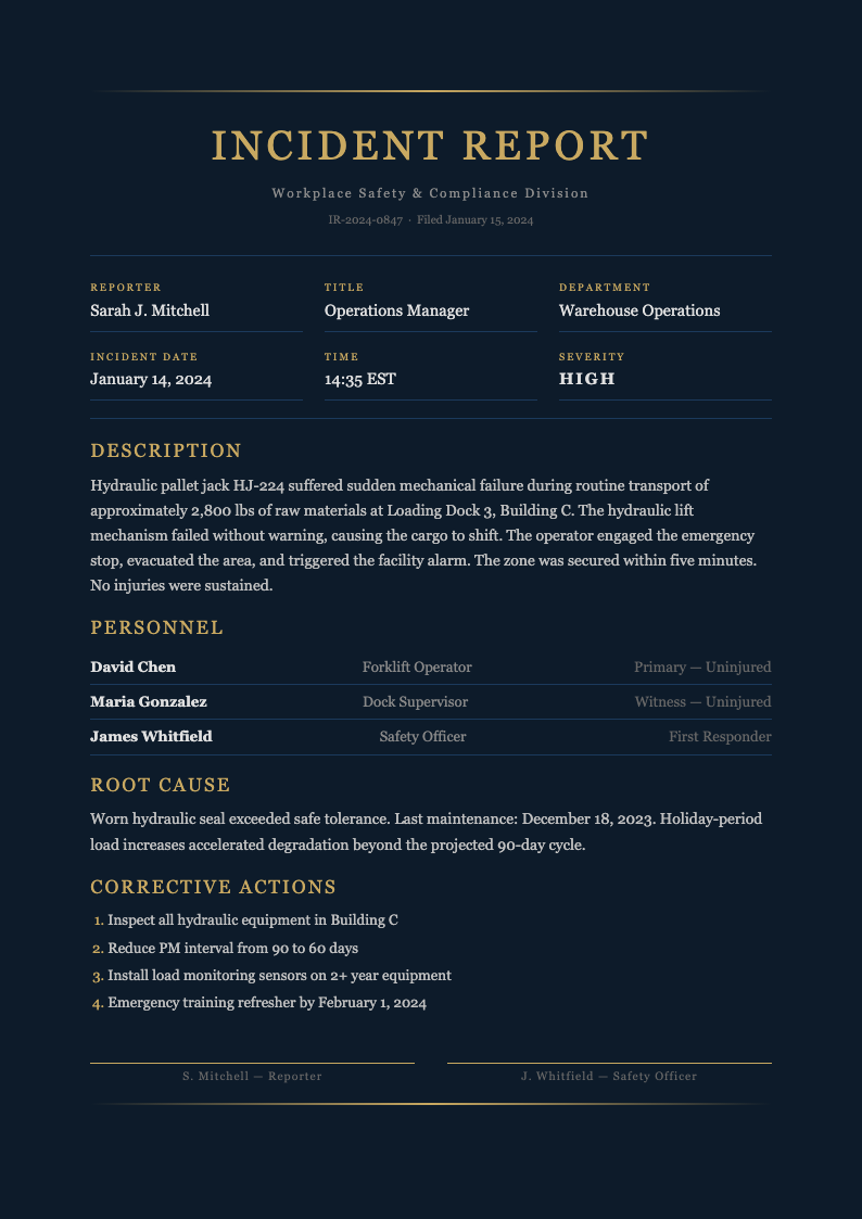 Midnight luxury incident report